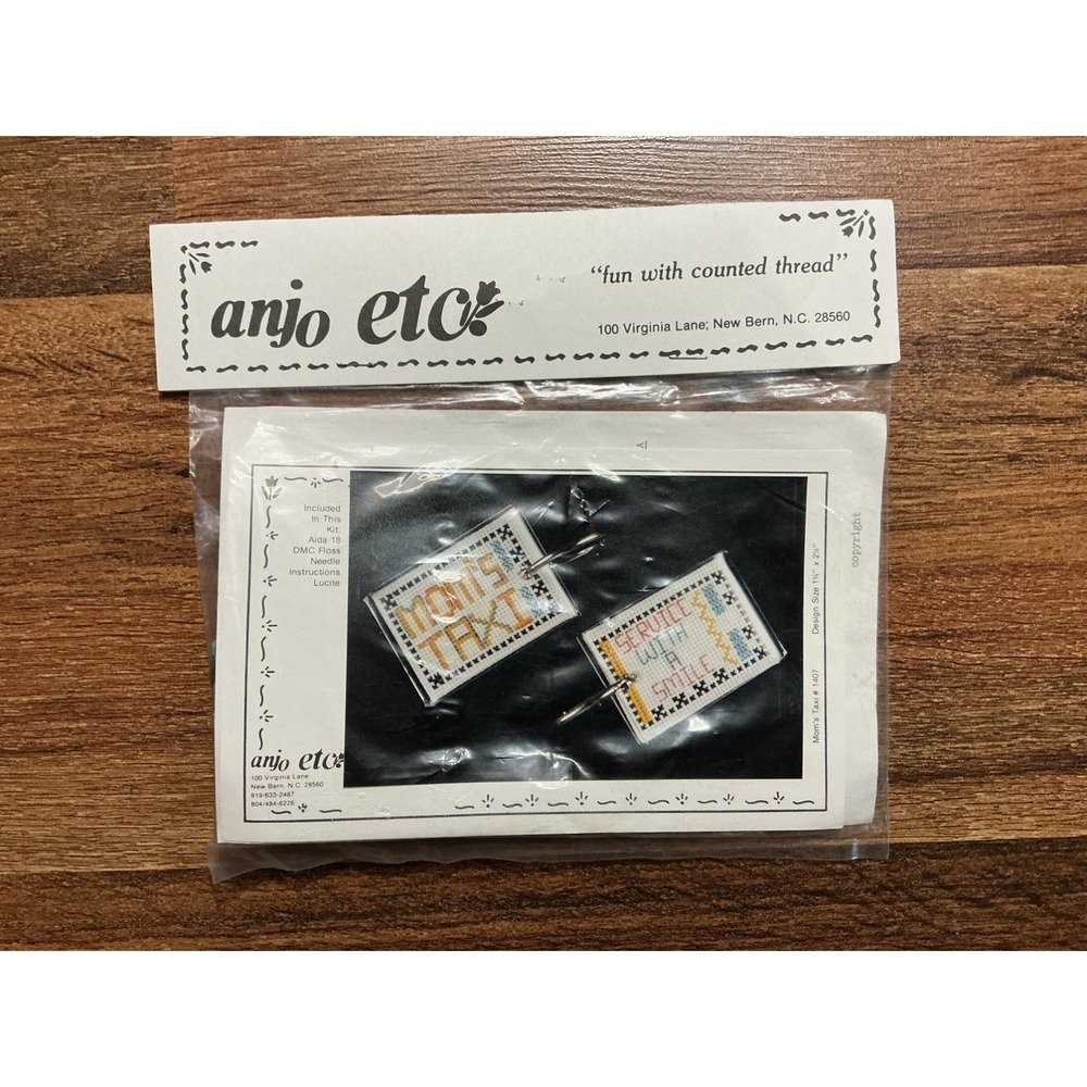 Anjo Etc Counted X-Stitch Kit MOM'S TAXI Fun With Counted Thread KEYCHAIN NEW